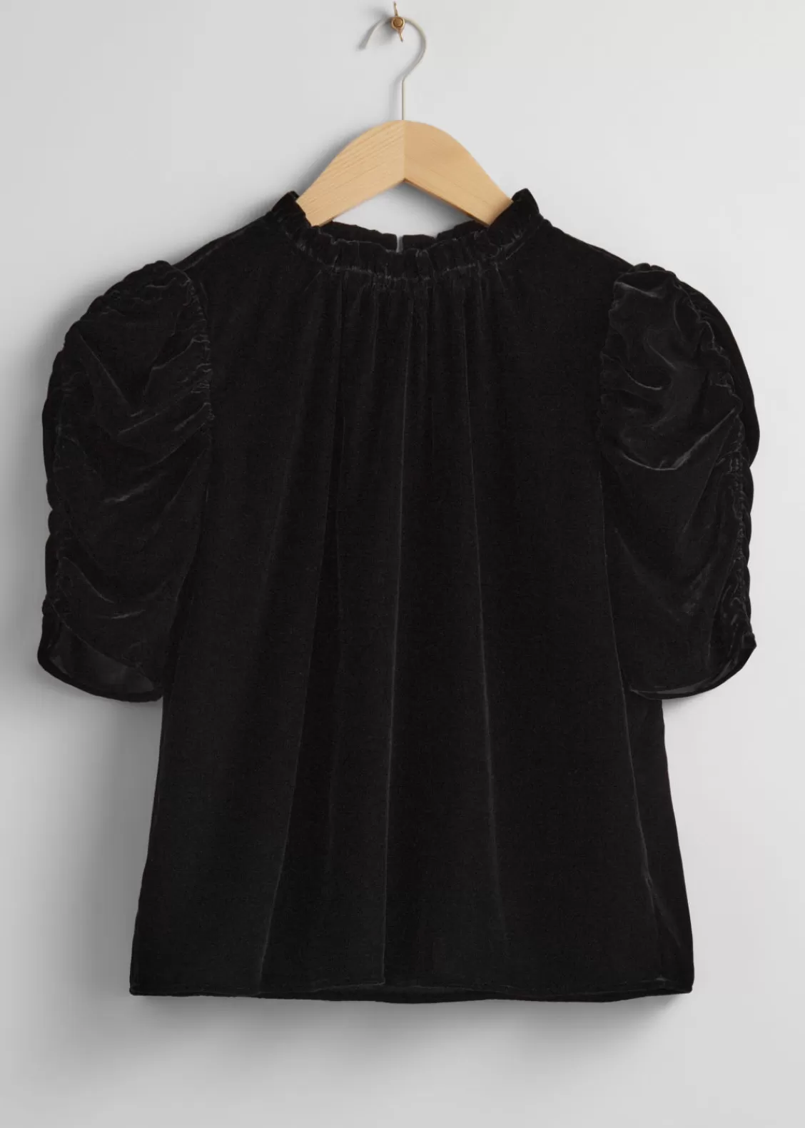 & Other Stories Tops | Blouses & Shirts | Puff Sleeve Velvet Top Black