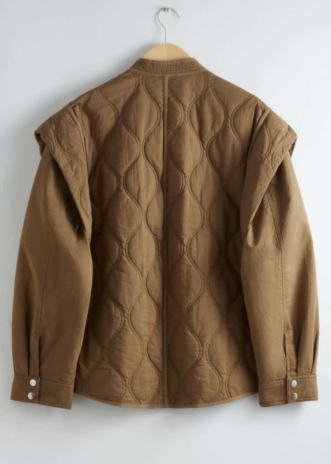 & Other Stories Outerwear | Quilted Extended-Shoulder Jacket Dark Beige