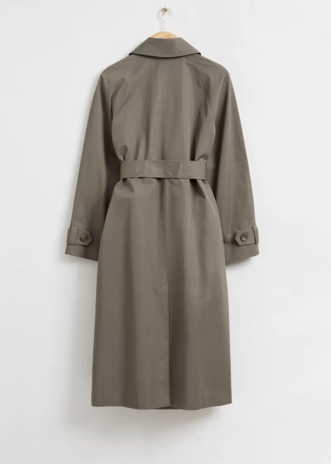 & Other Stories Outerwear | Relaxed Mid-Length Trench Coat Khaki Green