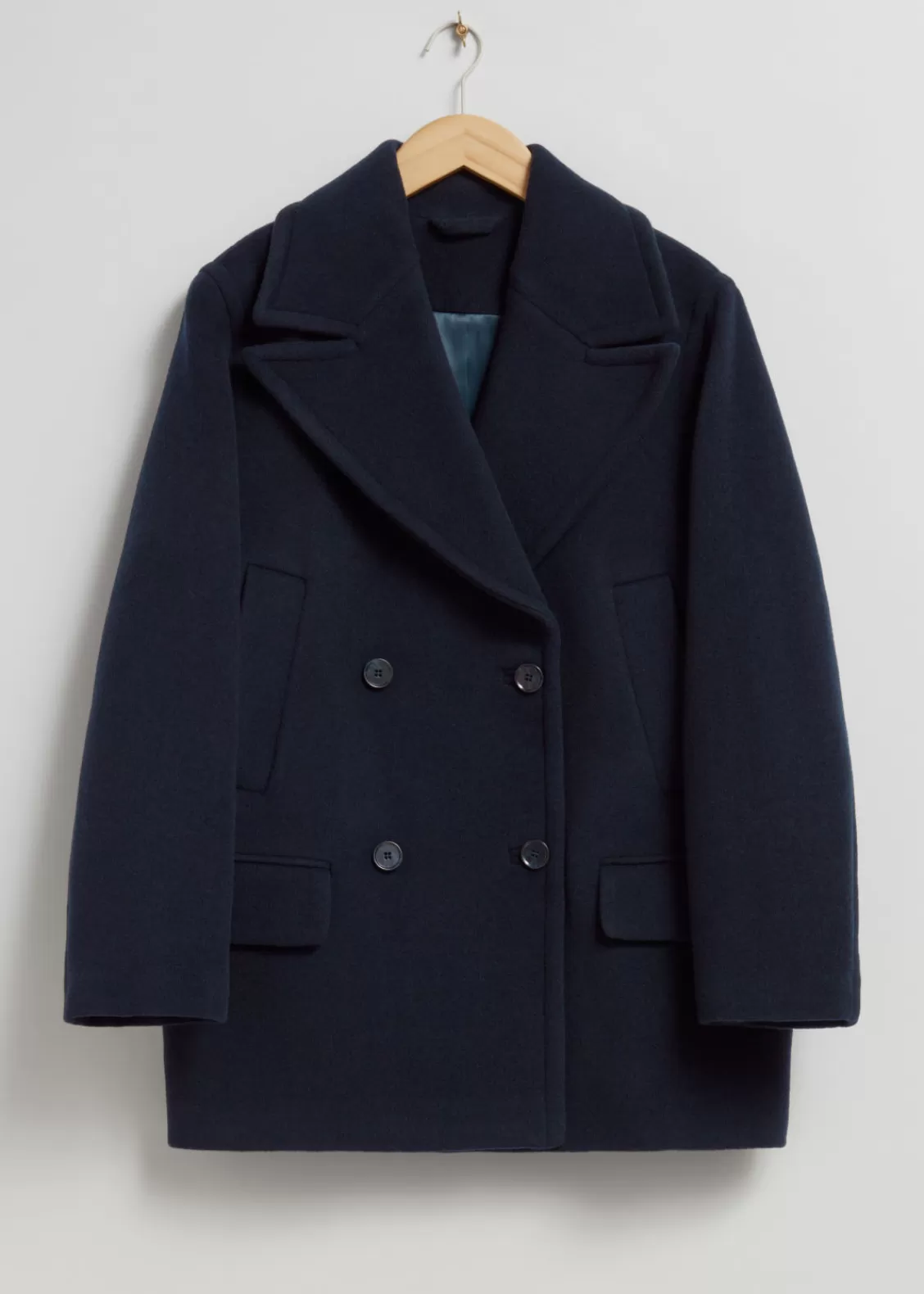 & Other Stories Outerwear | Relaxed Pea Coat Navy