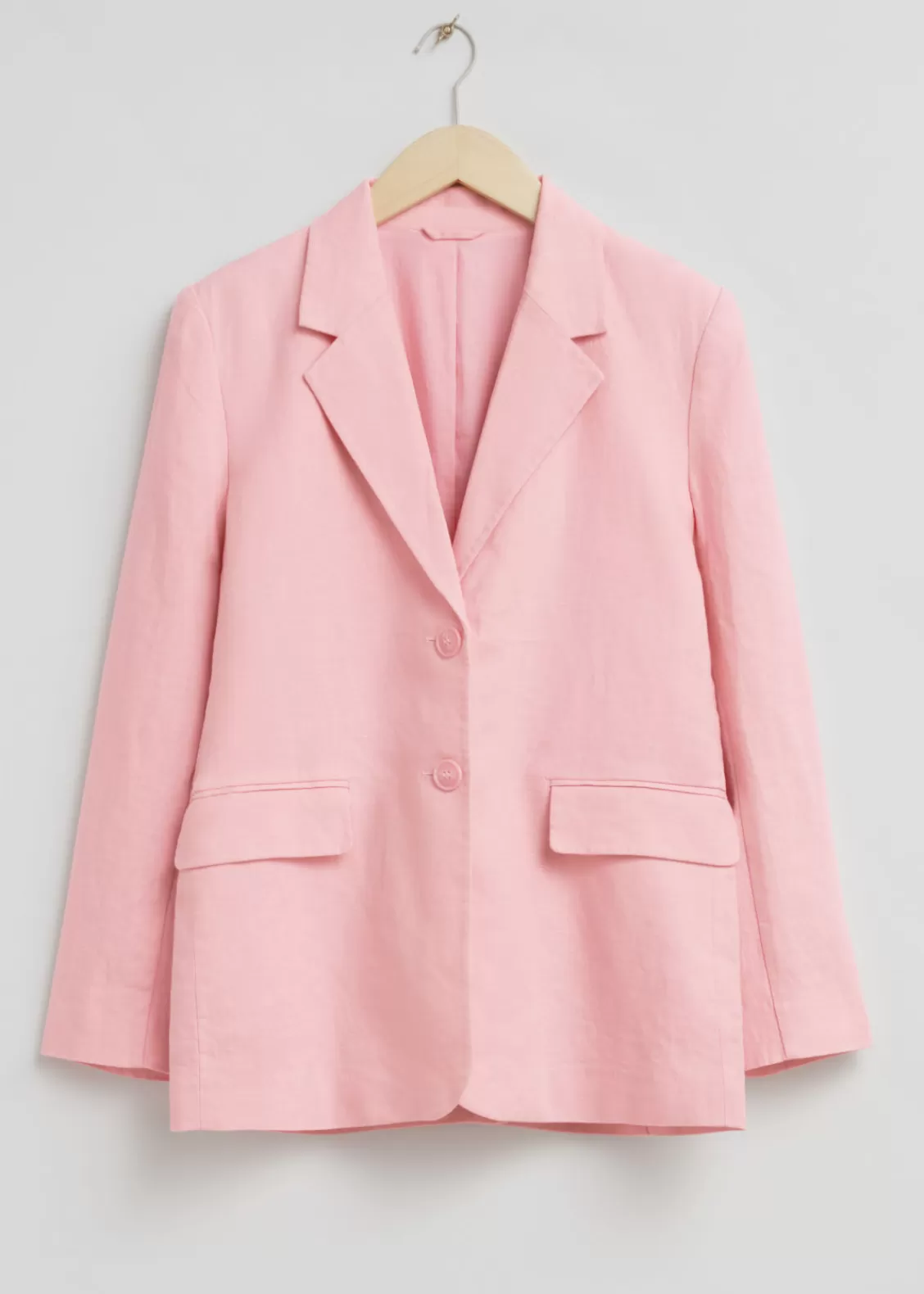 & Other Stories Outerwear | Relaxed SIngle-Breasted Linen Blazer Light Pink