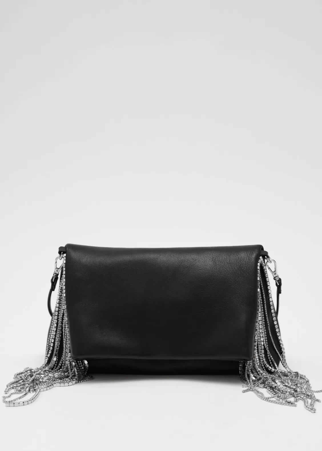 & Other Stories Shoulder Bags | Rhinestone Fringed Leather Clutch Black