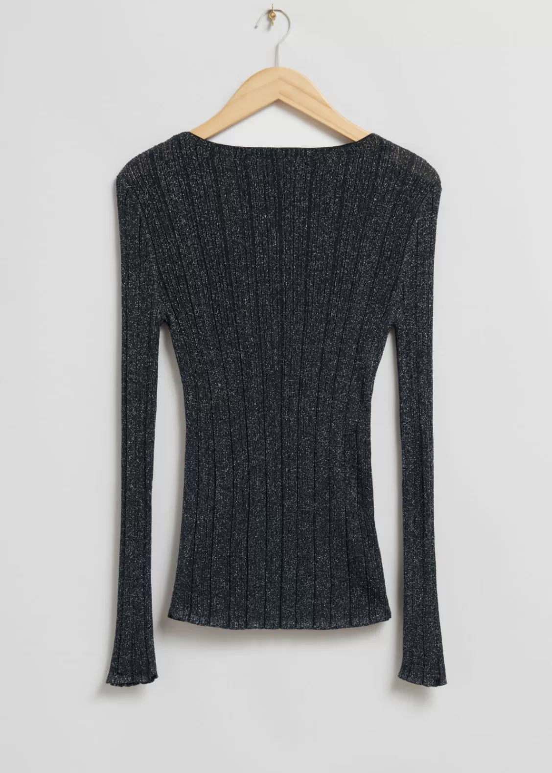 & Other Stories Tops | Sweaters & Knits | Ribbed Glitter Top Black Glitter