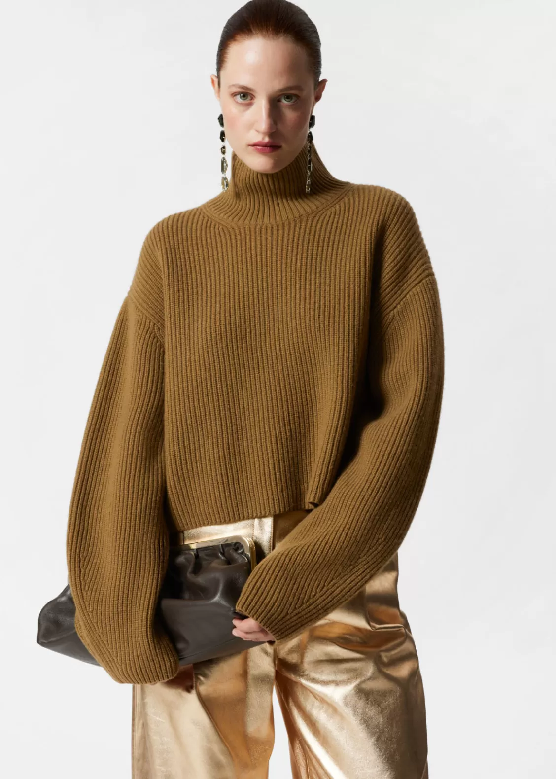 & Other Stories Sweaters & Knits | Rib-Knit Turtleneck Jumper Dark Khaki