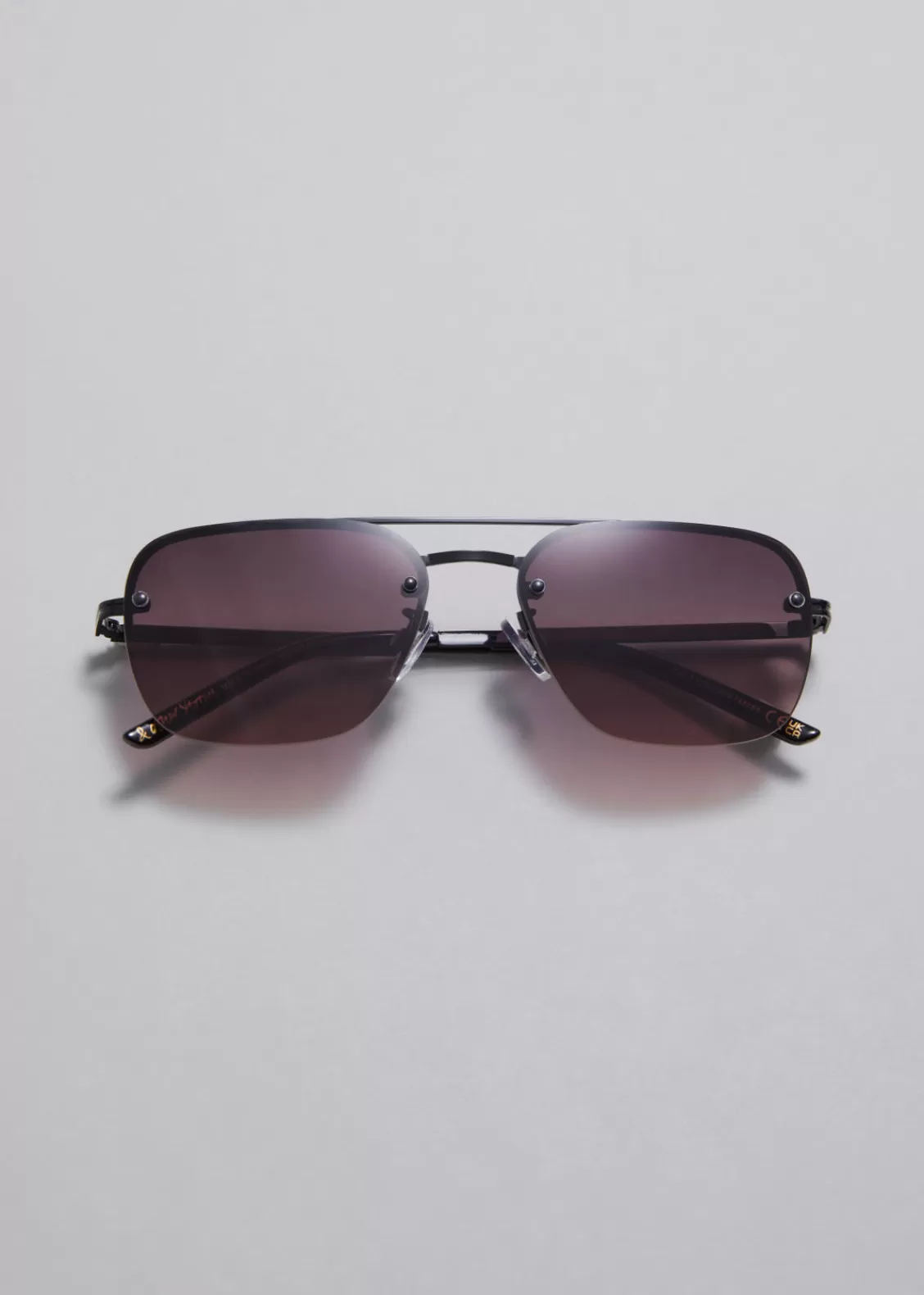 & Other Stories Sunglasses | Rimless Aviator-Style Sunglasses Black