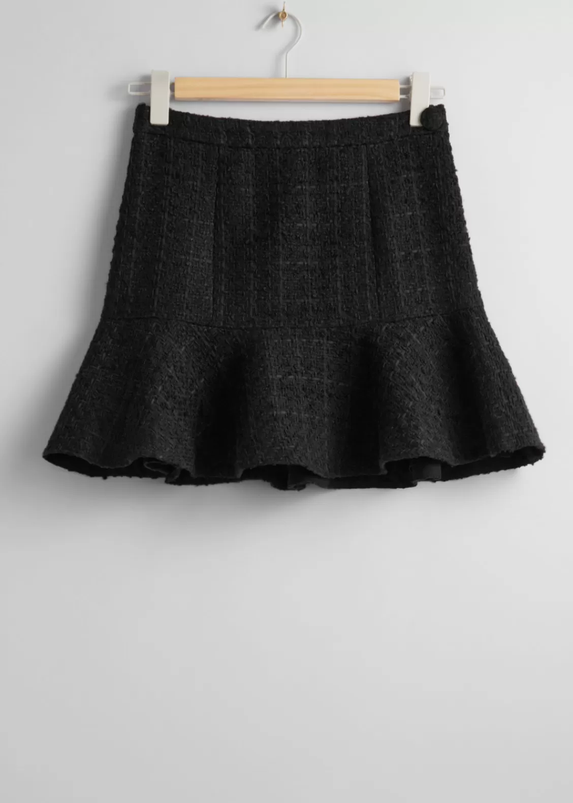 & Other Stories Skirts | Ruffled Tweed Mini Skirt Black Tweed