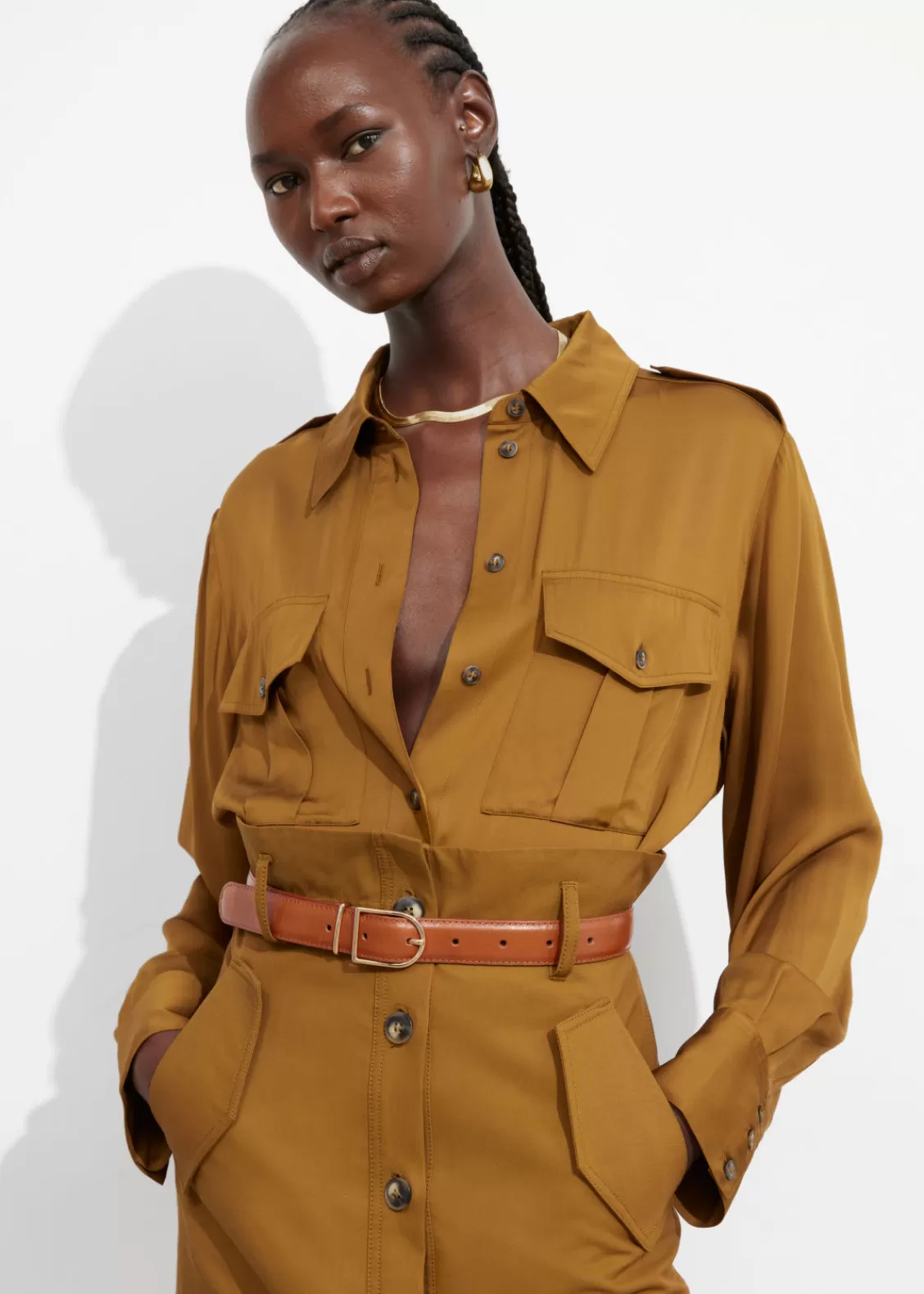 & Other Stories Sets & Suits | Blouses & Shirts | Satin Utility Shirt Mustard