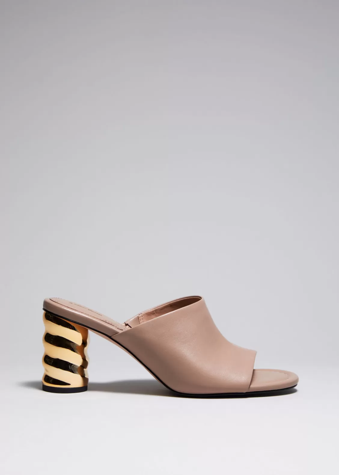 & Other Stories Heels | Sandals | Sculptural Heel Leather Mules Beige