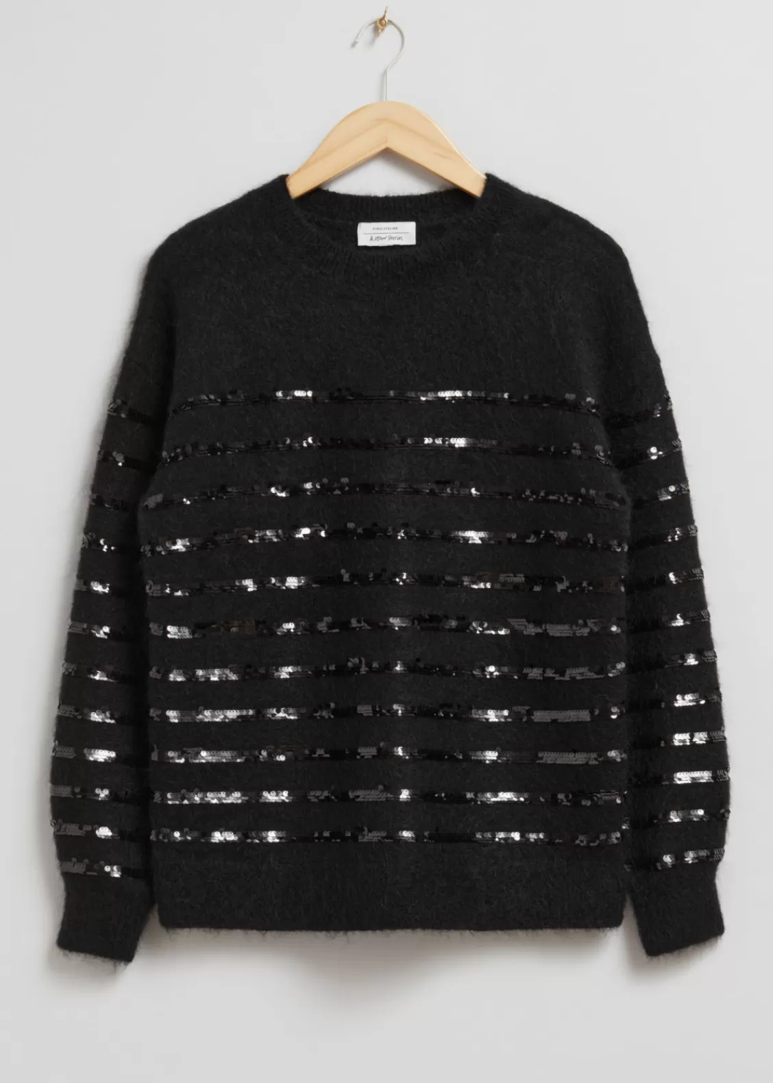 & Other Stories Sweaters & Knits | Sequin-Stripe Knit Sweater Black