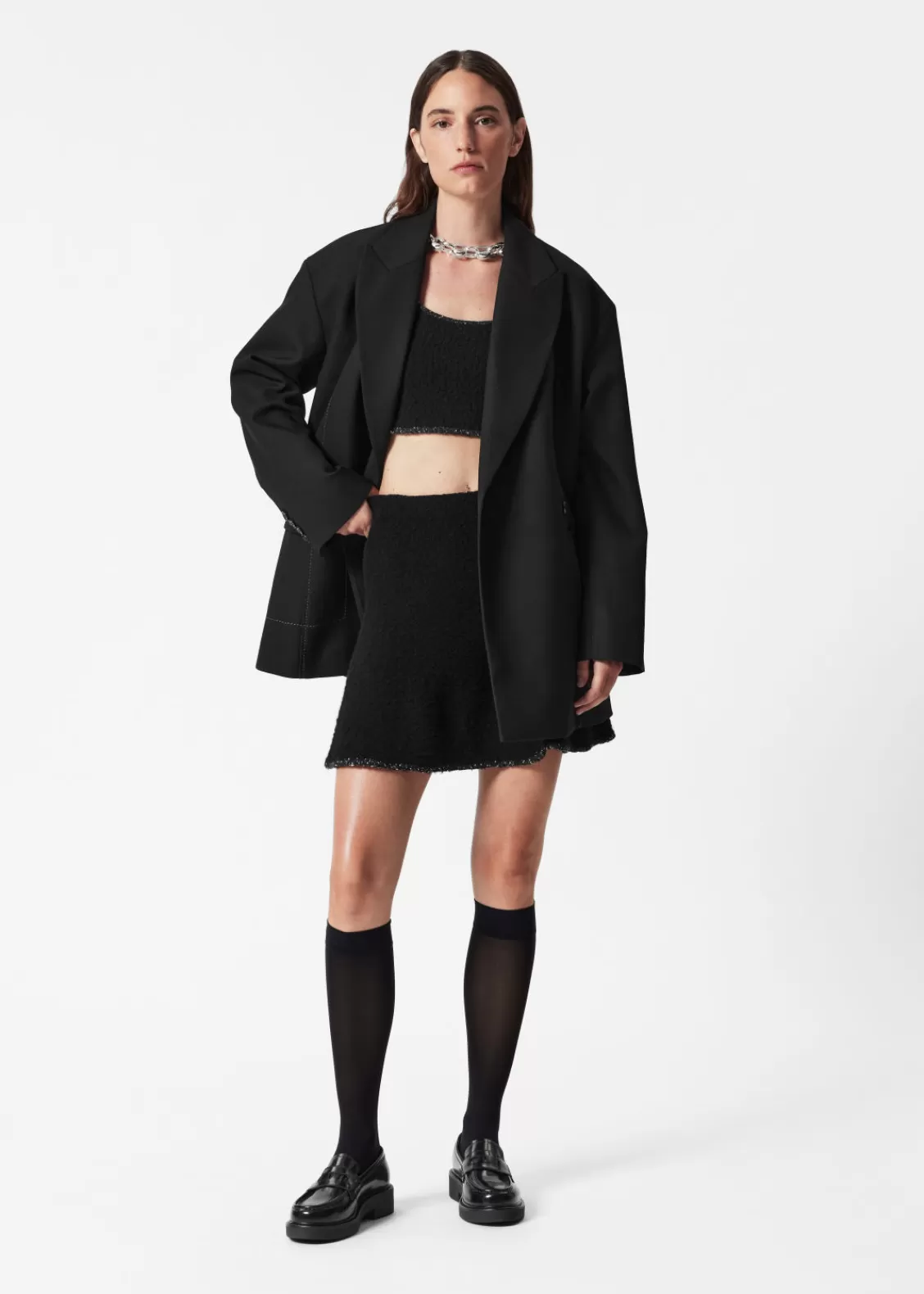 & Other Stories Sets & Suits | Skirts | Sequin-Trimmed Bouclé Mini Skirt Black