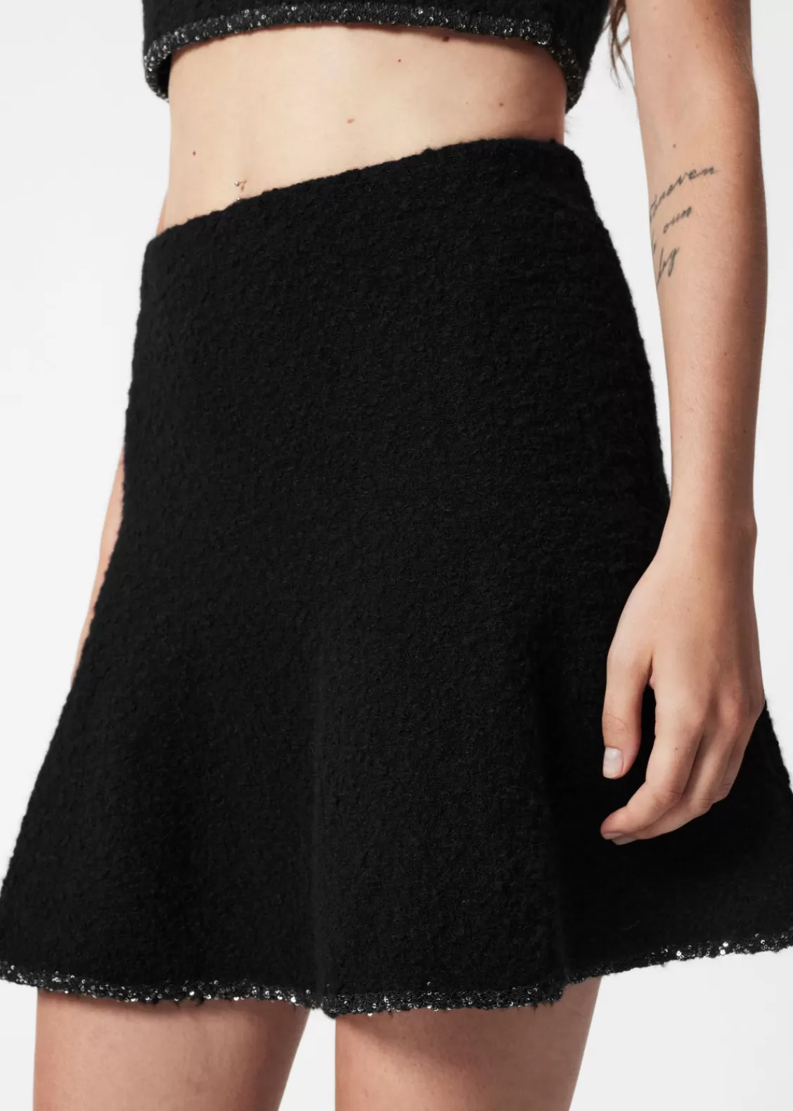 & Other Stories Sets & Suits | Skirts | Sequin-Trimmed Bouclé Mini Skirt Black