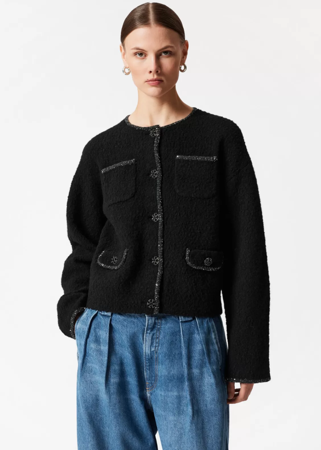 & Other Stories Sets & Suits | Sweaters & Knits | Sequin-Trimmed Cardigan Black