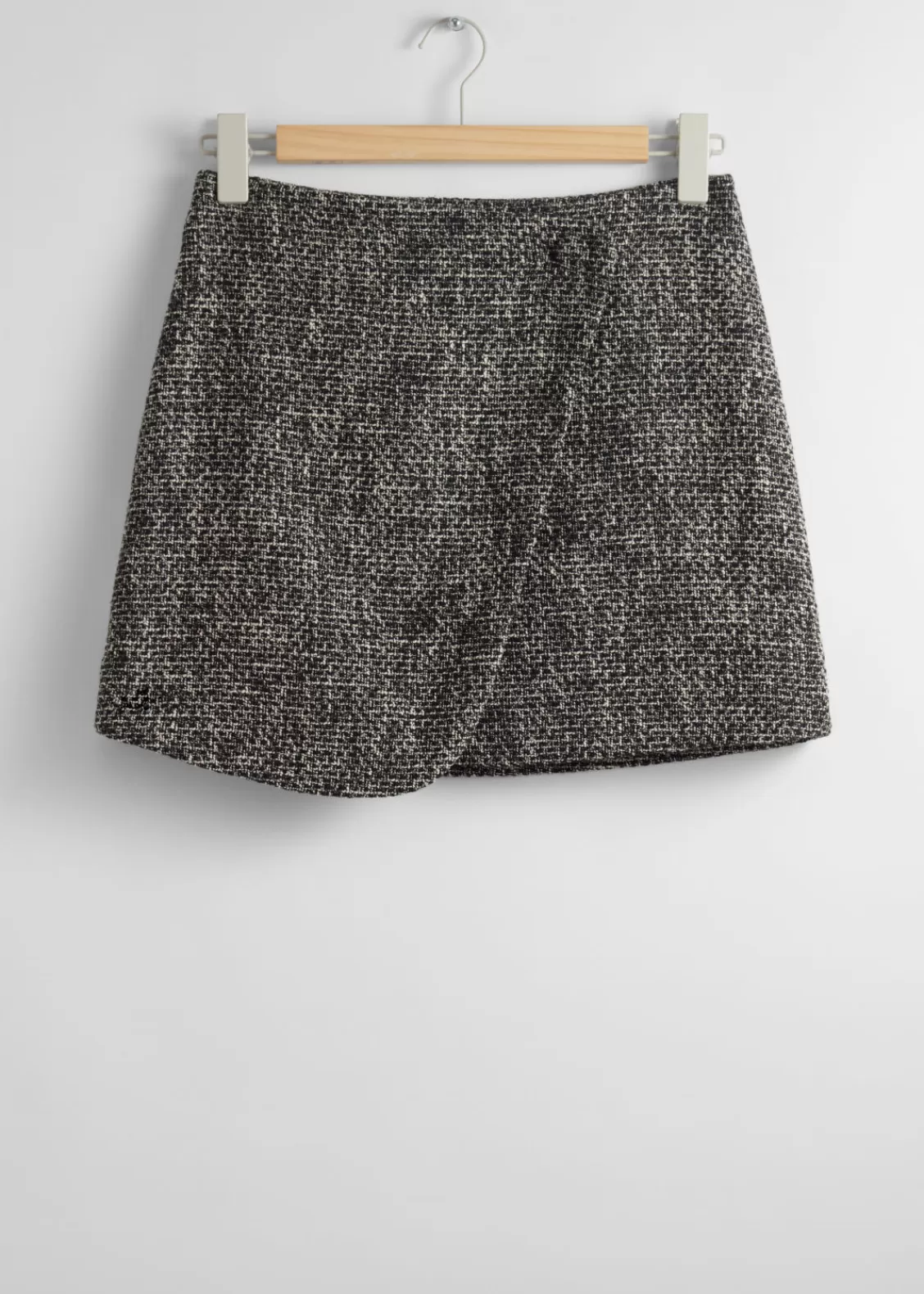 & Other Stories Skirts | Short Tweed Wrap Skirt Black/White