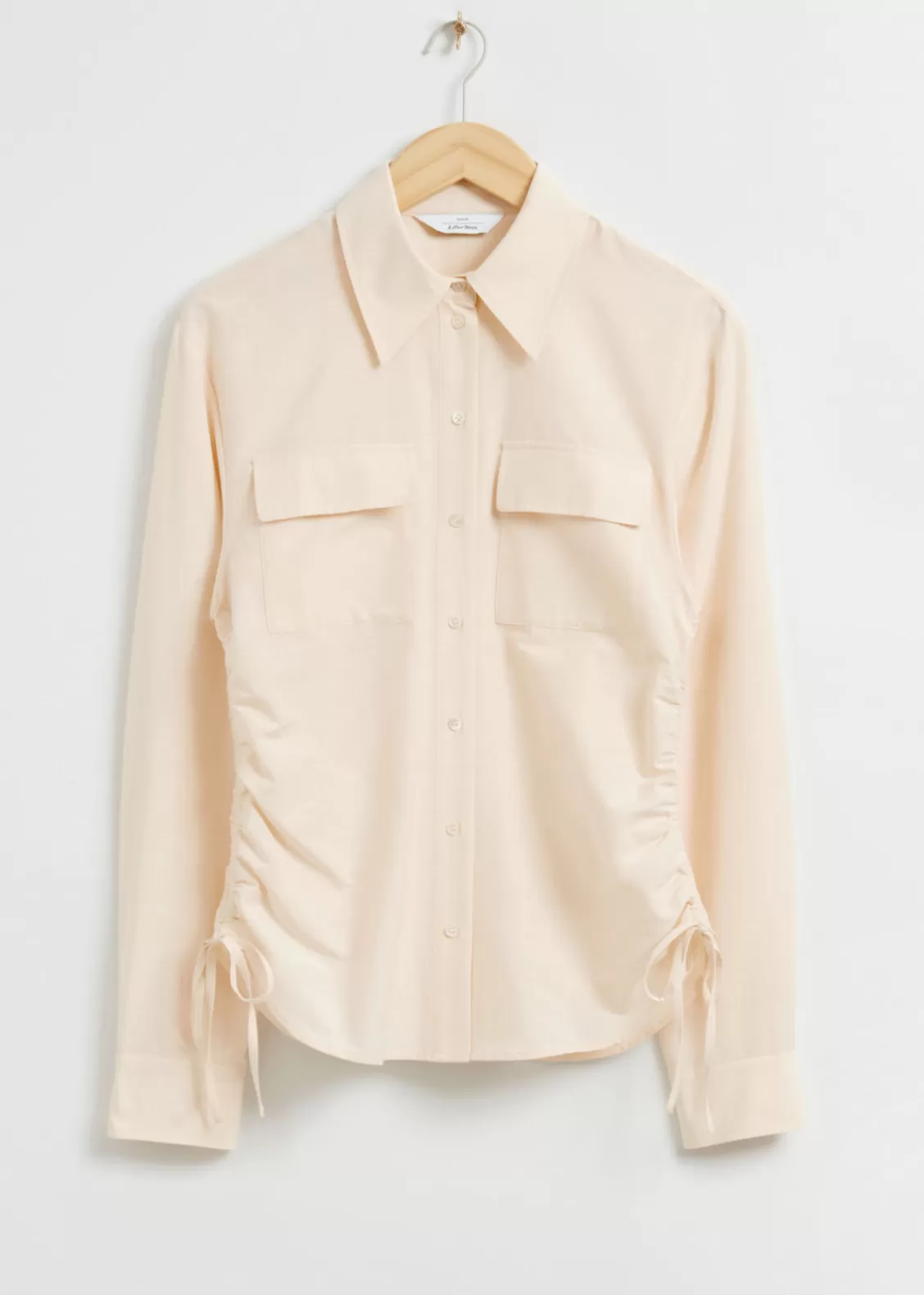 & Other Stories Blouses & Shirts | Silk Blend Gathered Drawstring Shirt Cream