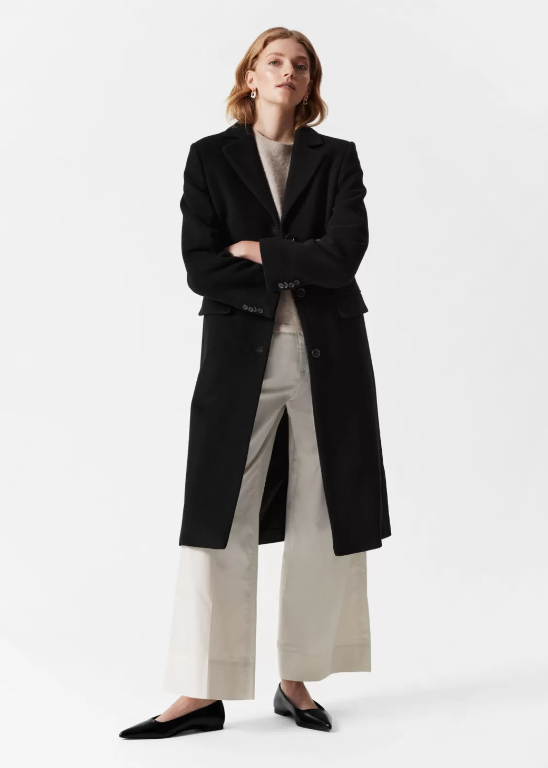 & Other Stories Outerwear | Single-Breasted Wool Coat Black