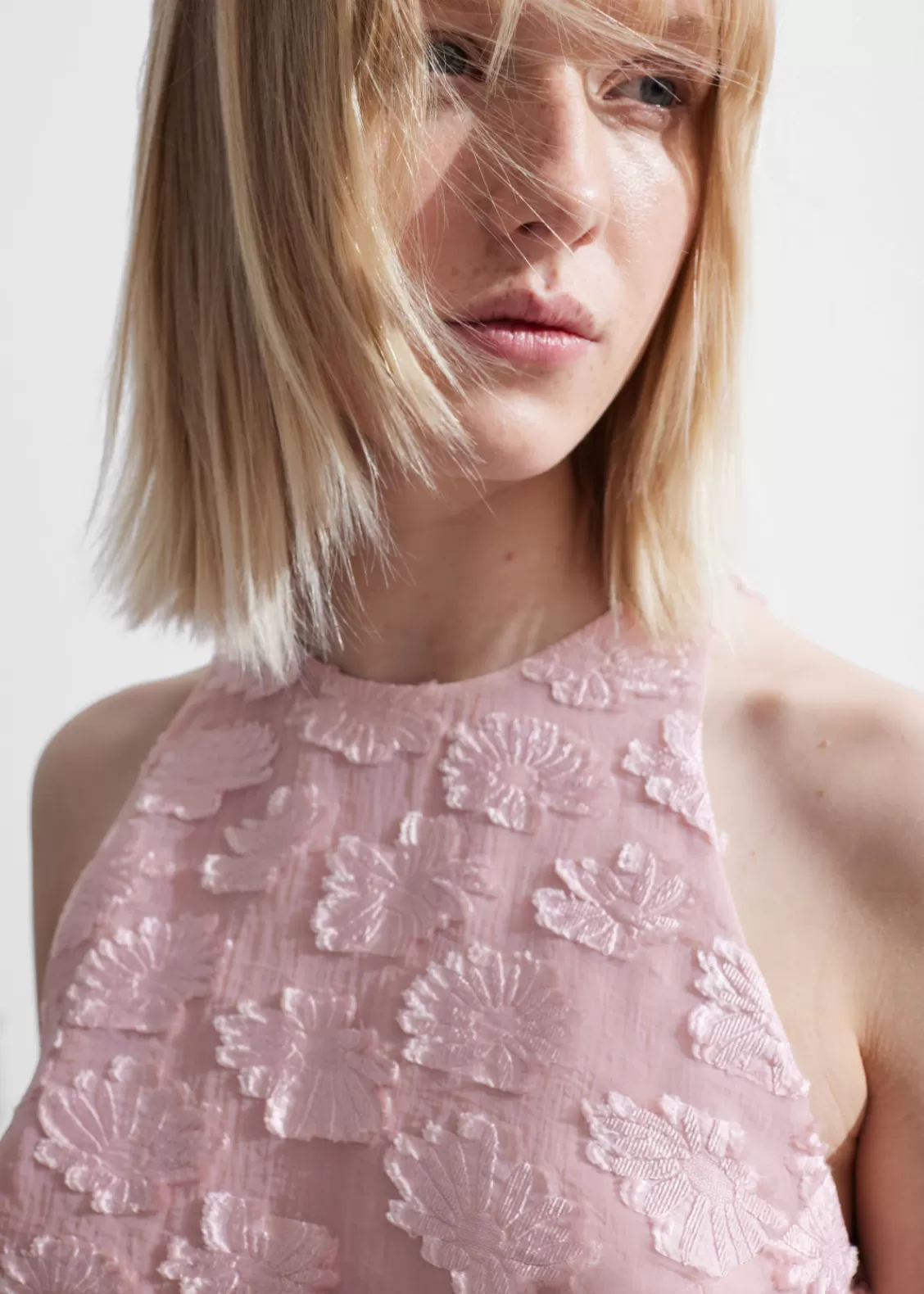 & Other Stories Dresses | Sleeveless Jacquard Mini Dress Pink