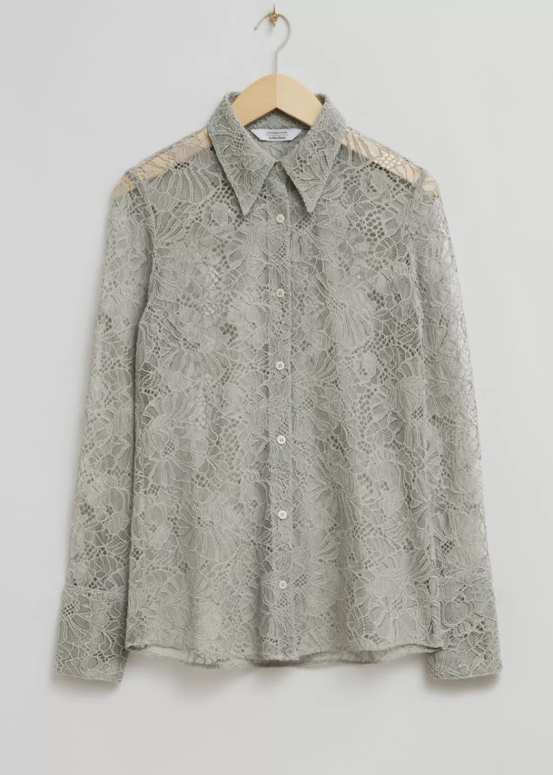 & Other Stories Blouses & Shirts | Slim-Fit Lace Shirt Grey Floral