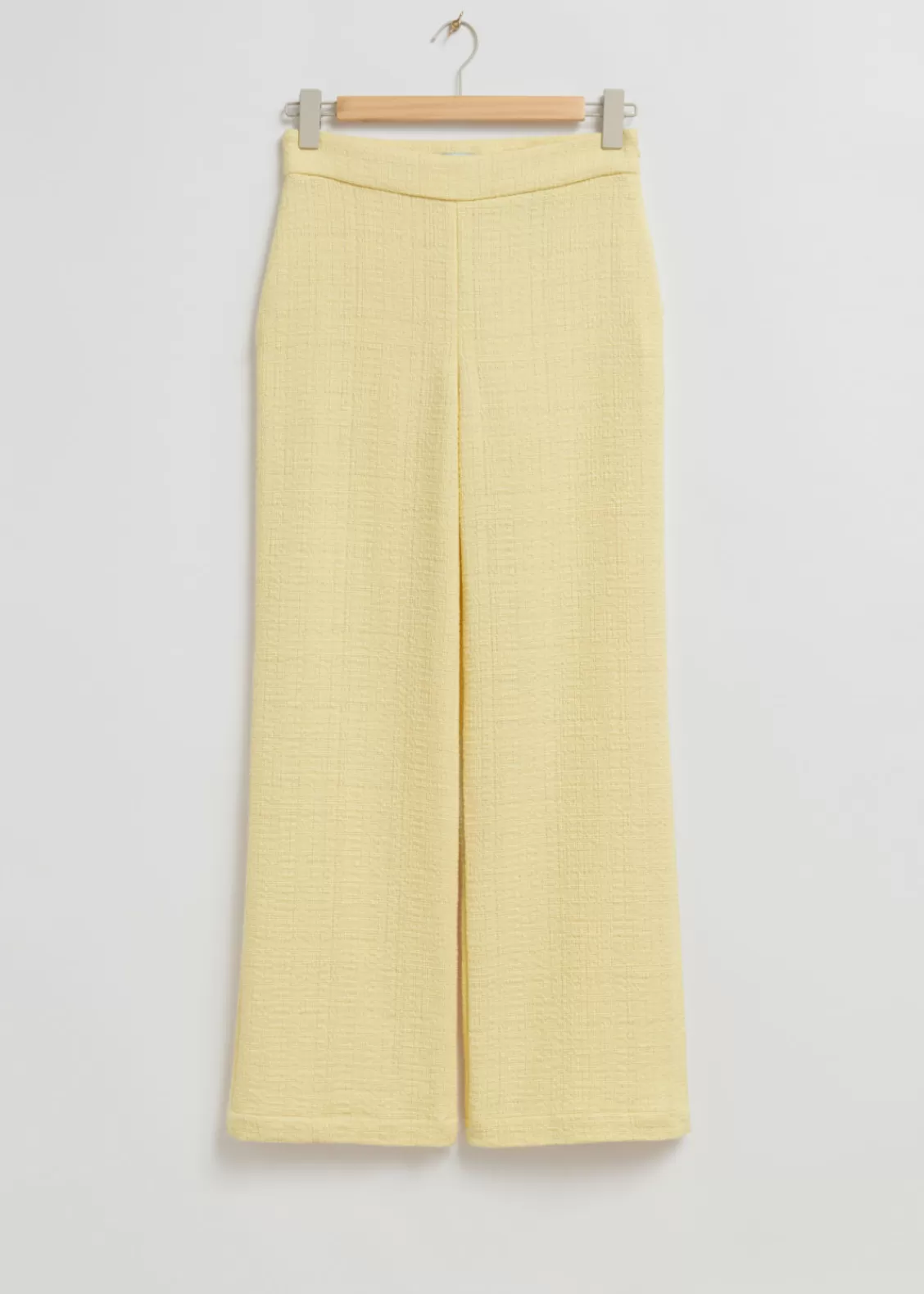 & Other Stories Pants | Slim-Fit Tweed Trousers Light Yellow