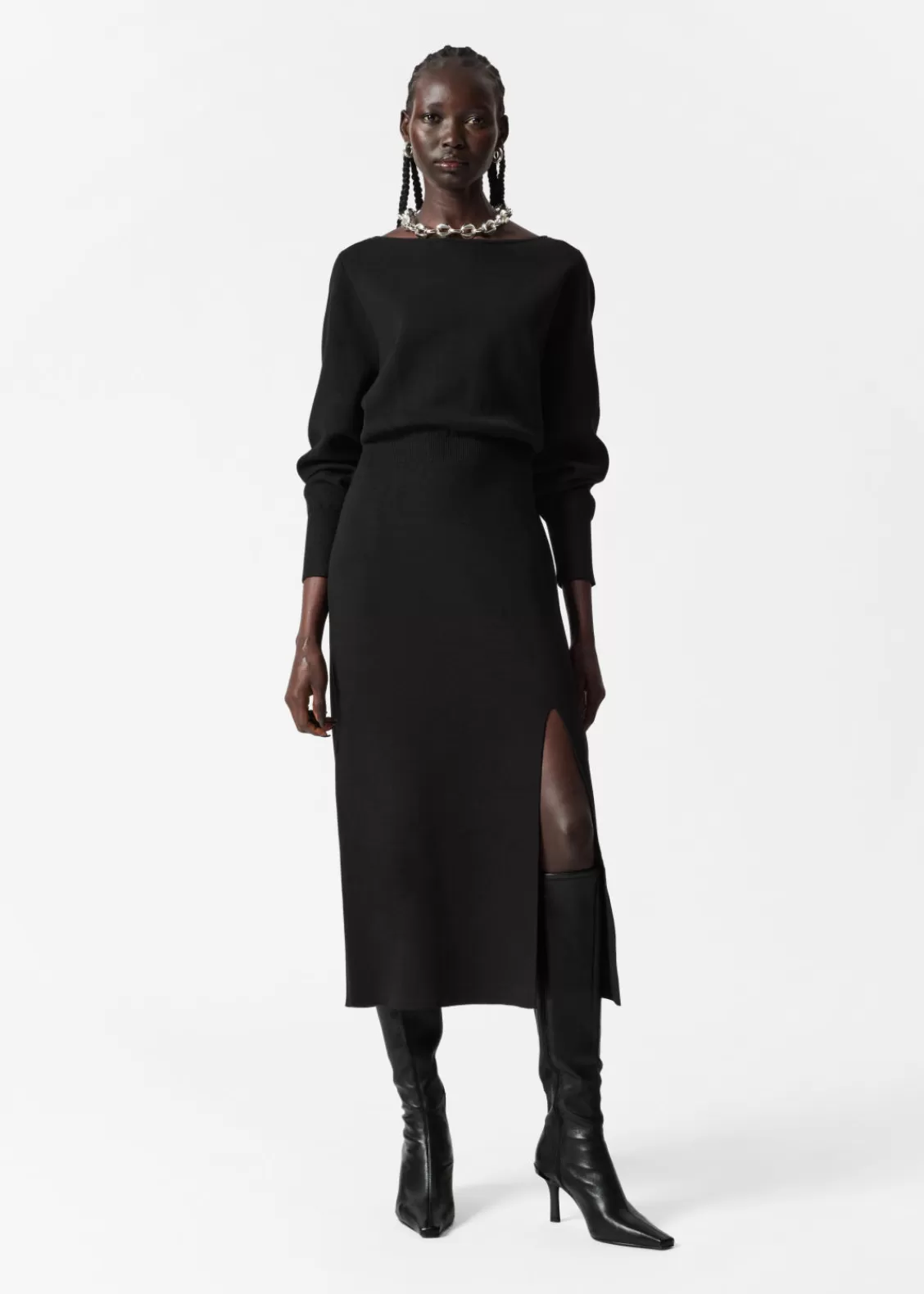 & Other Stories Dresses | Sweaters & Knits | Slit-Detailed Midi Dress Black