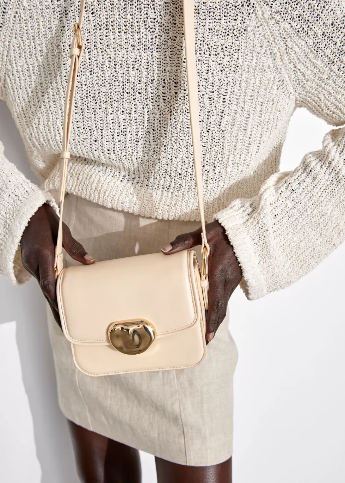 & Other Stories Shoulder Bags | Small Sculptural-Buckle Leather Bag Cream