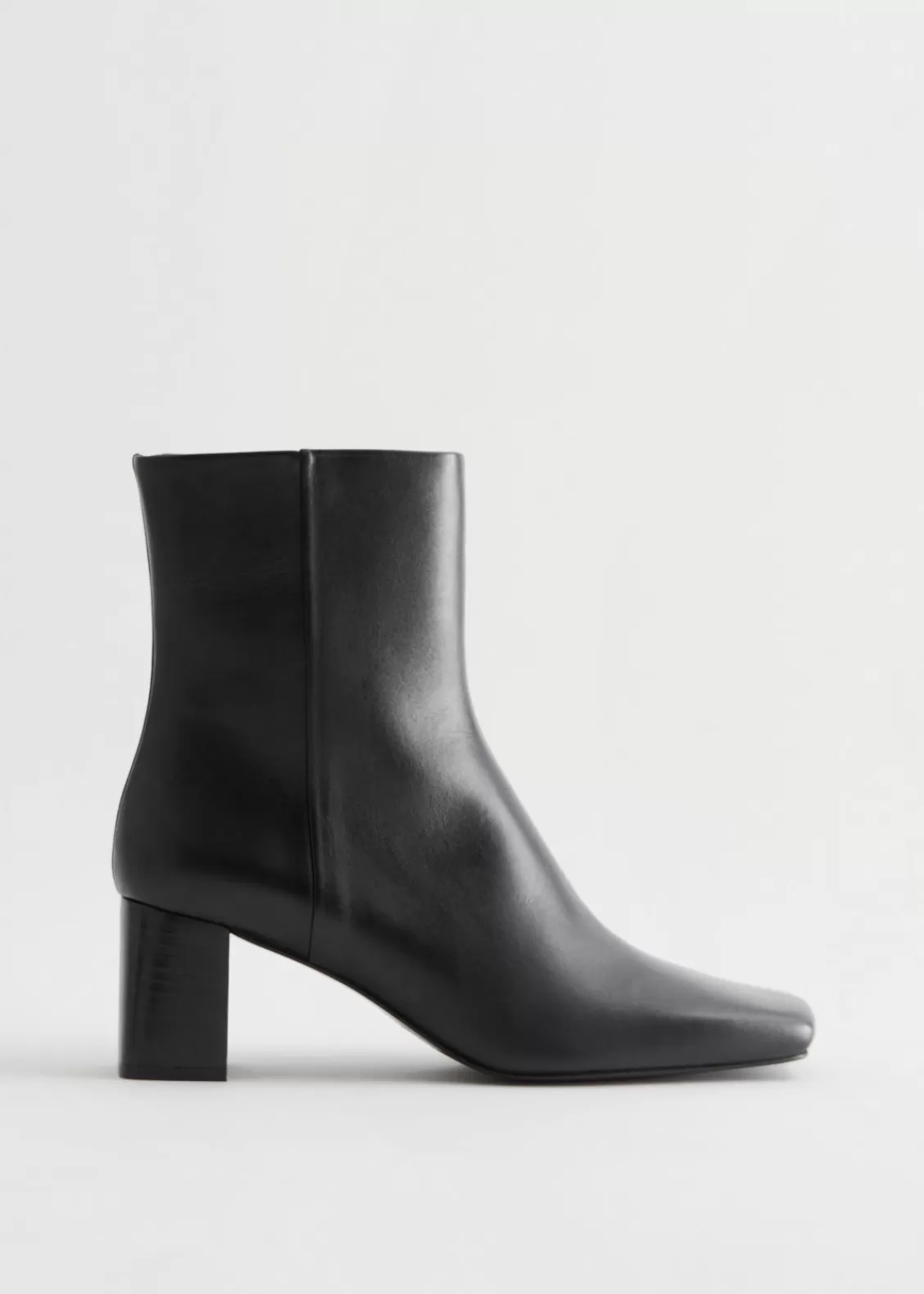 & Other Stories Boots | Squared Toe Leather Boots Black