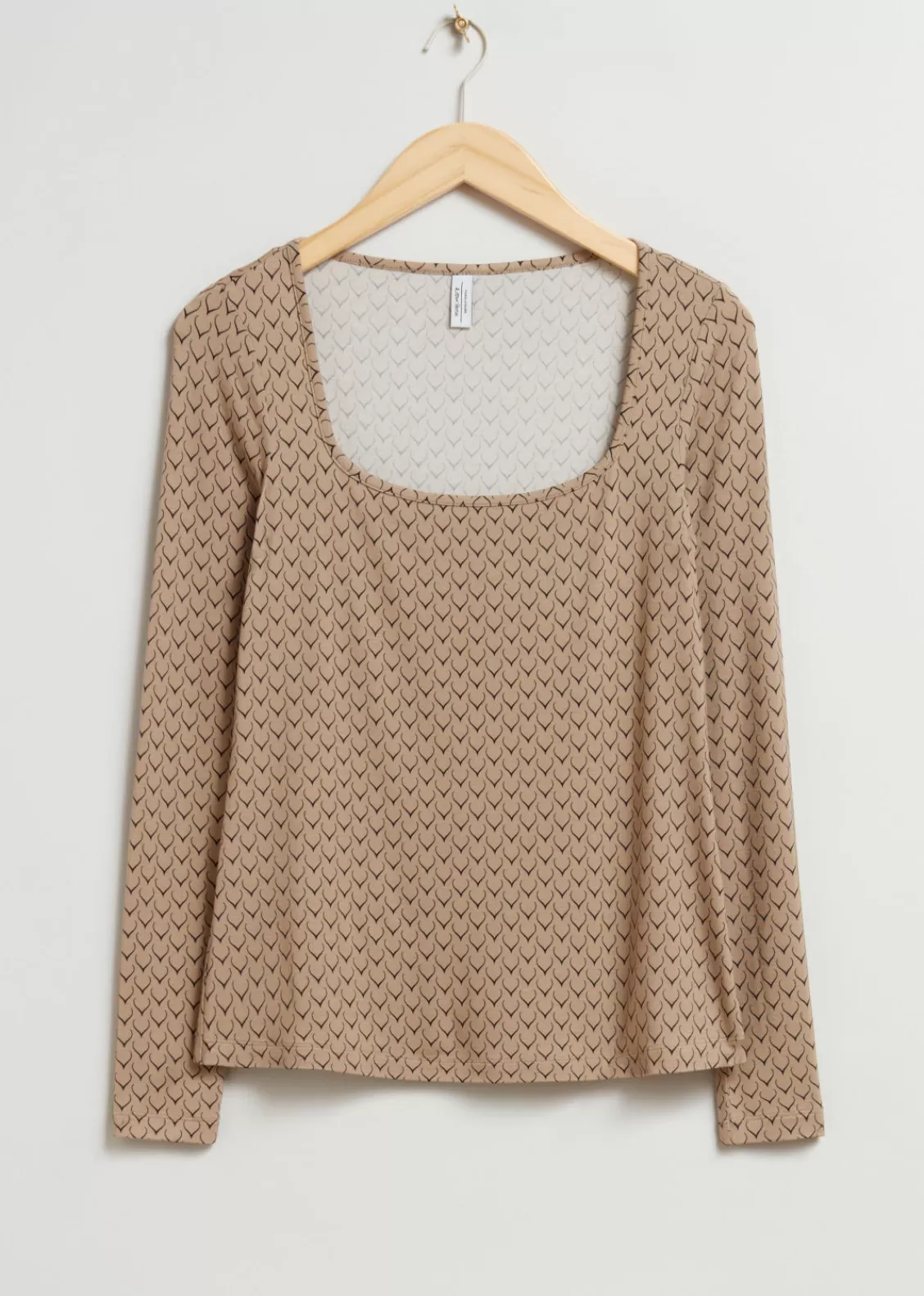 & Other Stories Tops | Square-Neck Top Beige Print