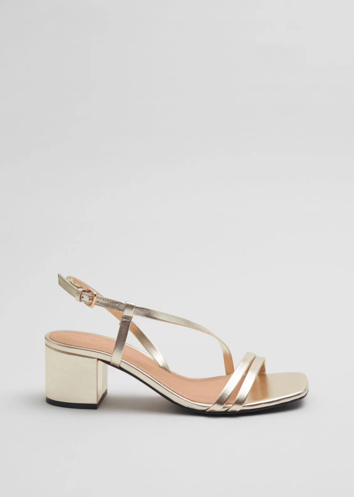 & Other Stories Heels | Sandals | Strappy Block Heel Leather Sandals Gold