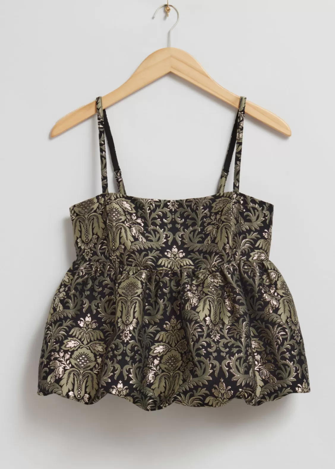 & Other Stories Tops | Strappy Jacquard Top Gold Florals