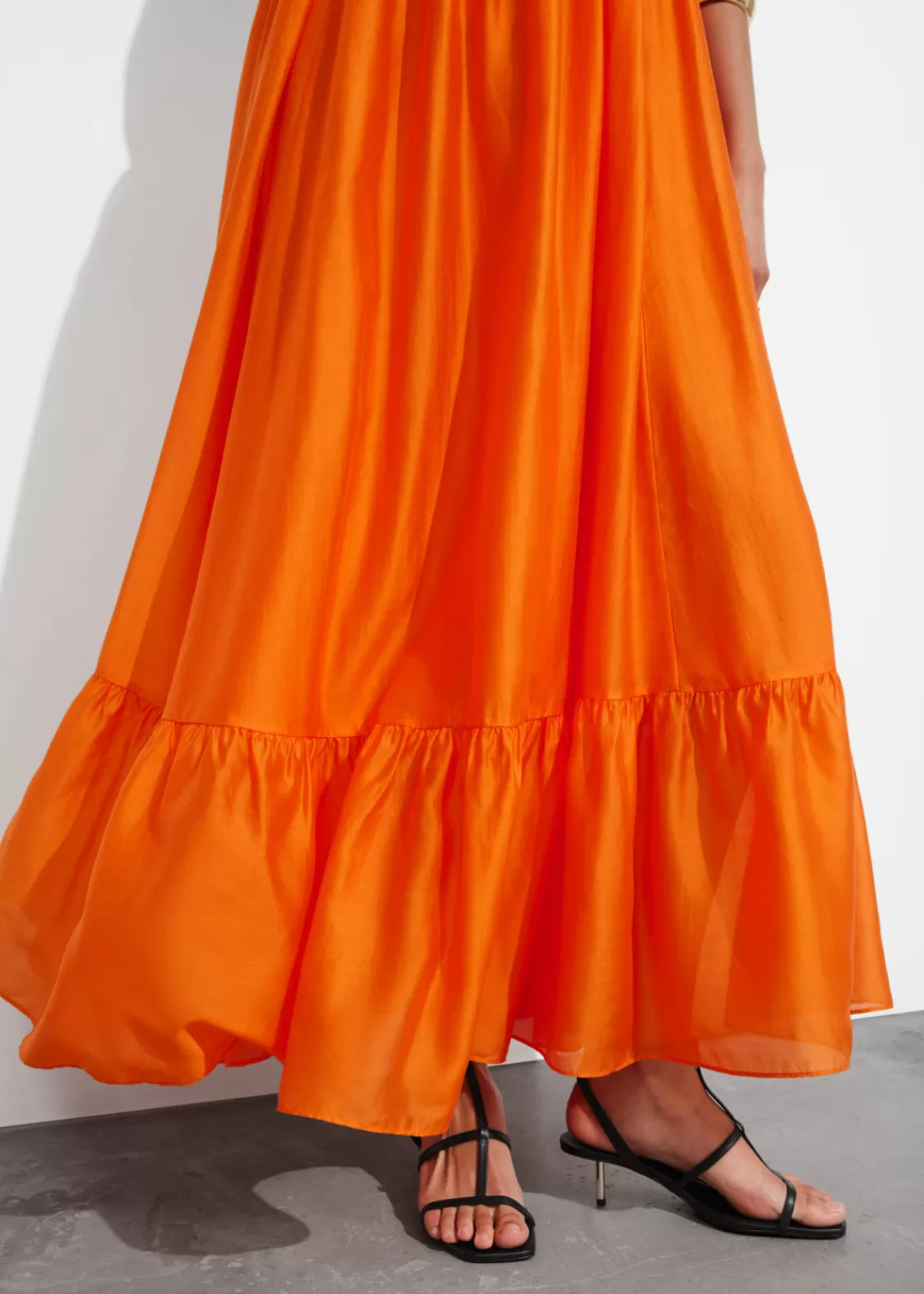 & Other Stories Dresses | Strappy Tiered Midi Dress Orange