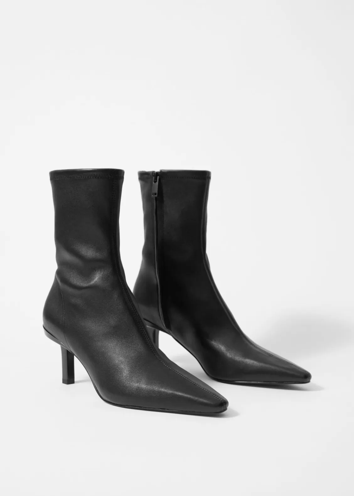 & Other Stories Boots | Stretch-Leather Ankle Boots Black Leather