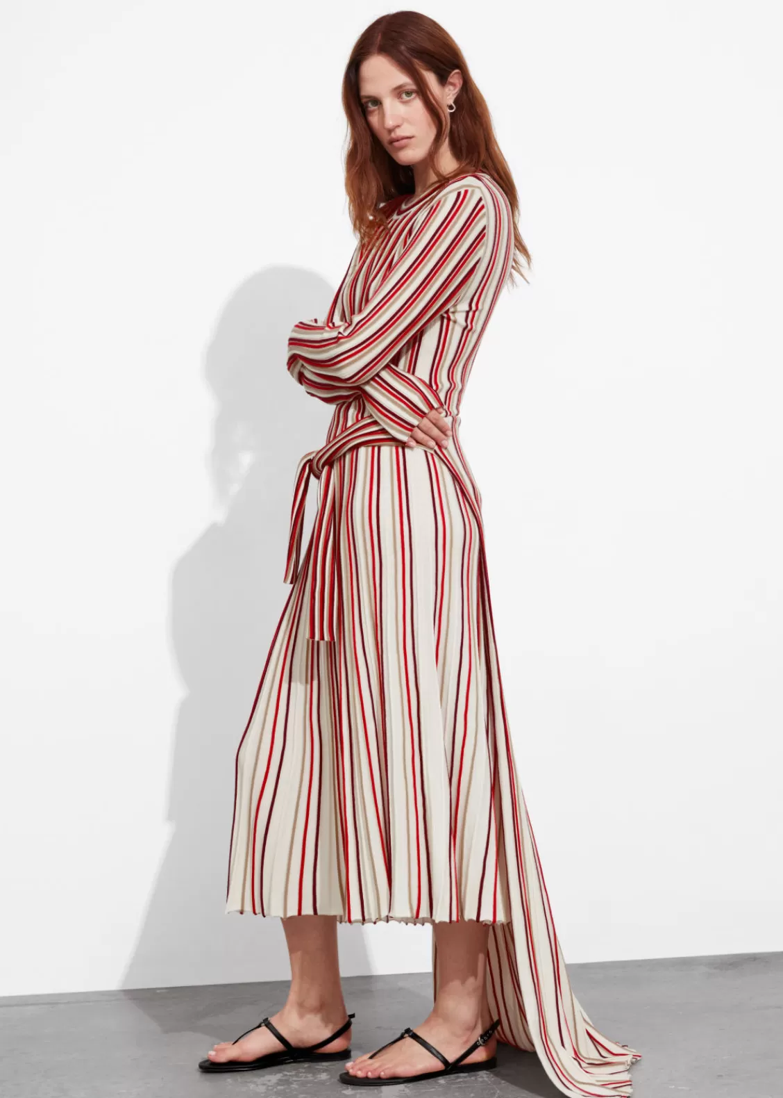 & Other Stories Dresses | Sweaters & Knits | Striped Midi Dress Red Stripes