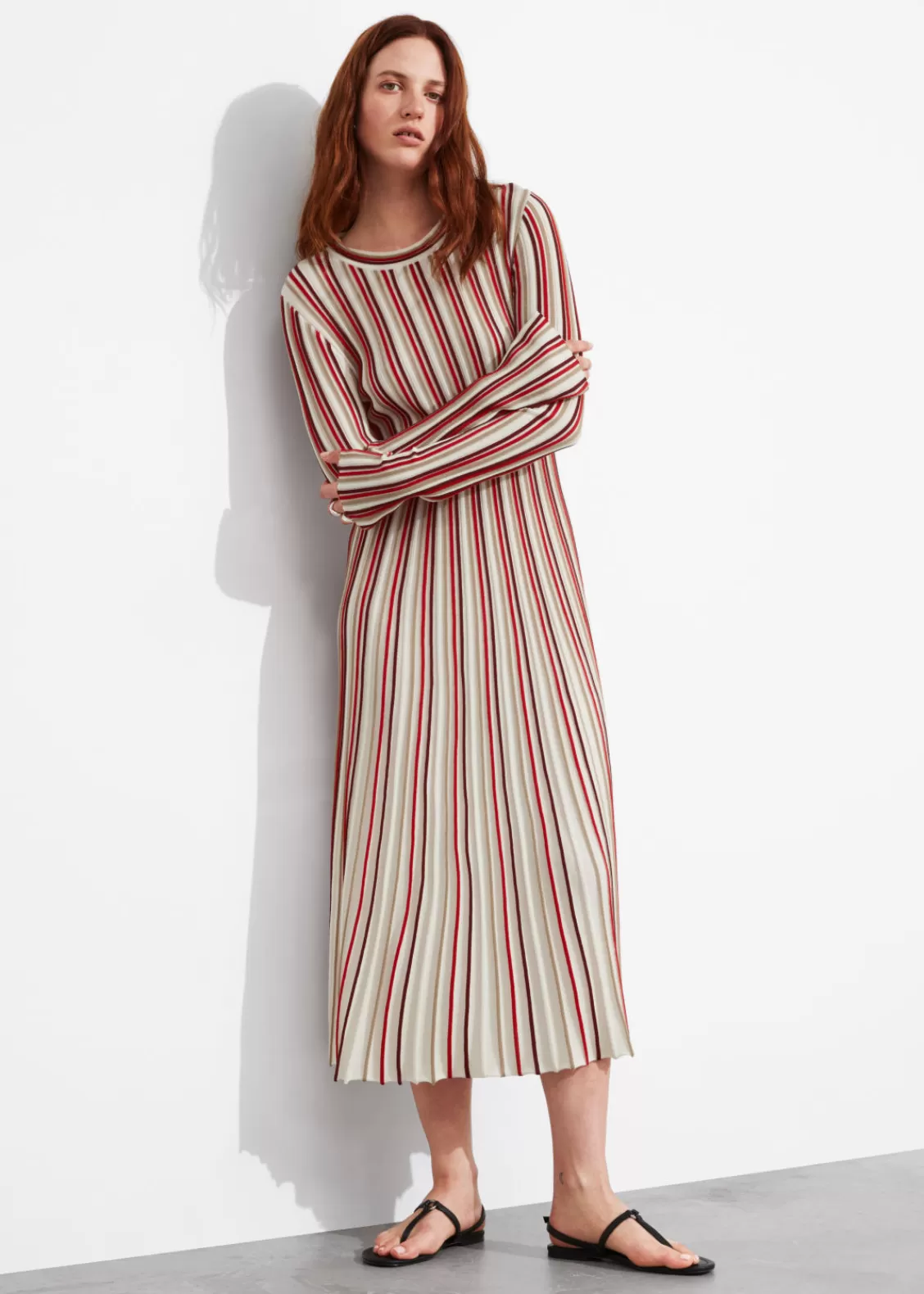 & Other Stories Dresses | Sweaters & Knits | Striped Midi Dress Red Stripes