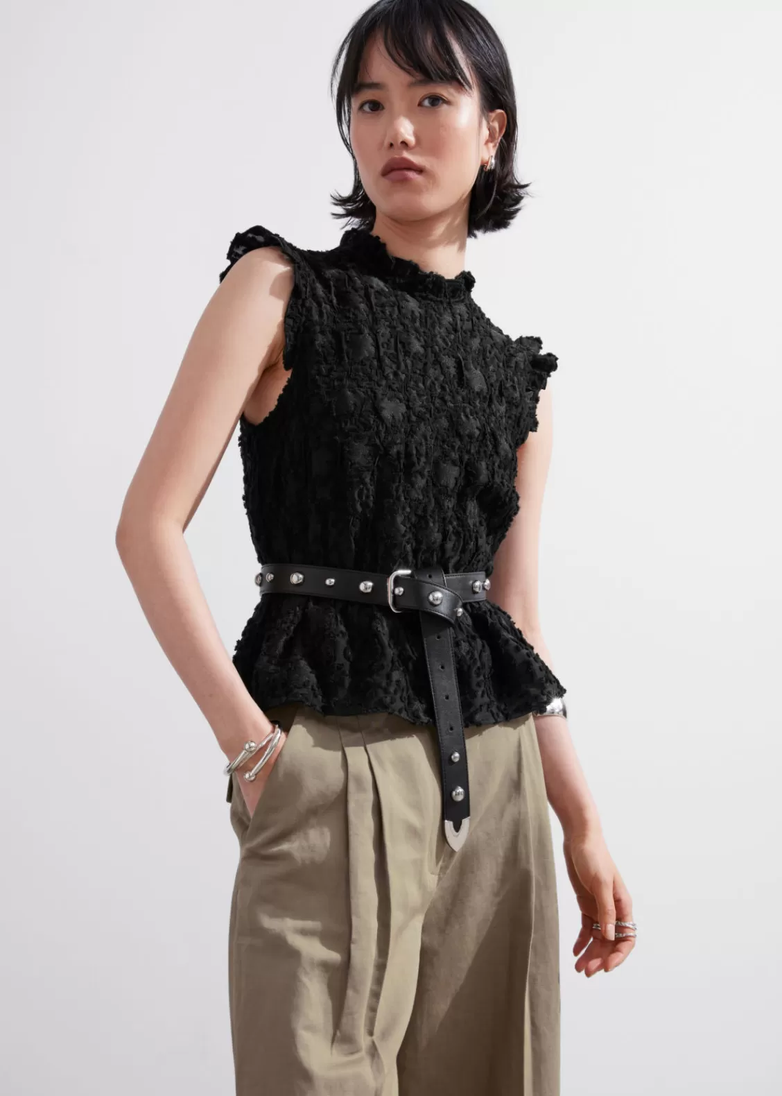 & Other Stories Belts | Studded Leather Belt Black