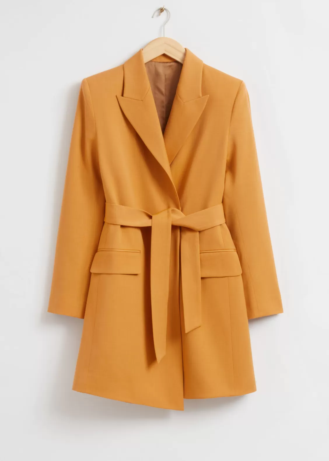 & Other Stories Dresses | Tailored Tie-Waist Blazer Dress Yellow