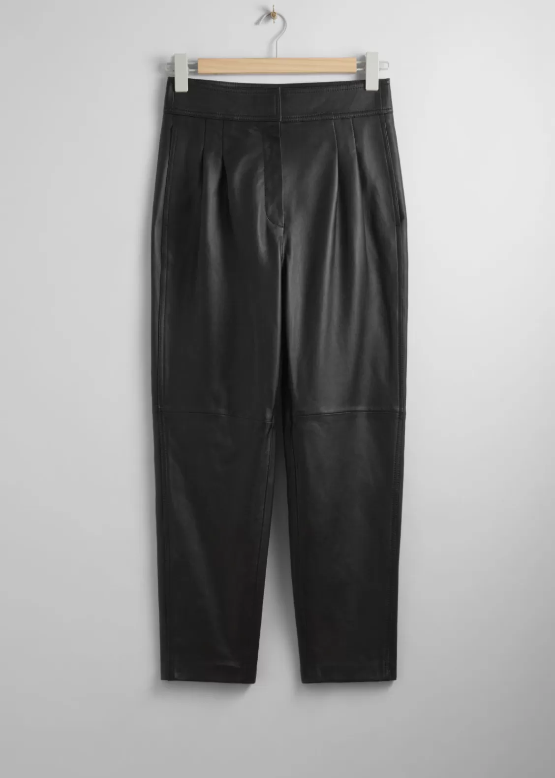 & Other Stories Pants | Tapered Leather Trousers Black