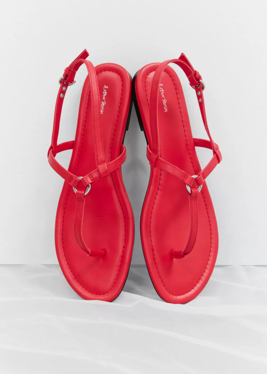 & Other Stories Sandals | T-bar Leather Sandals Red