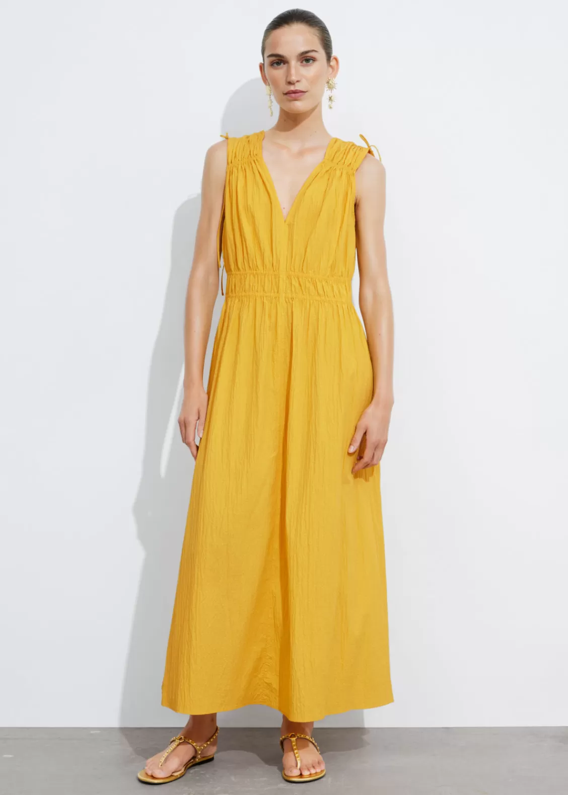 & Other Stories Dresses | Tie-Detailed Midi Dress Yellow