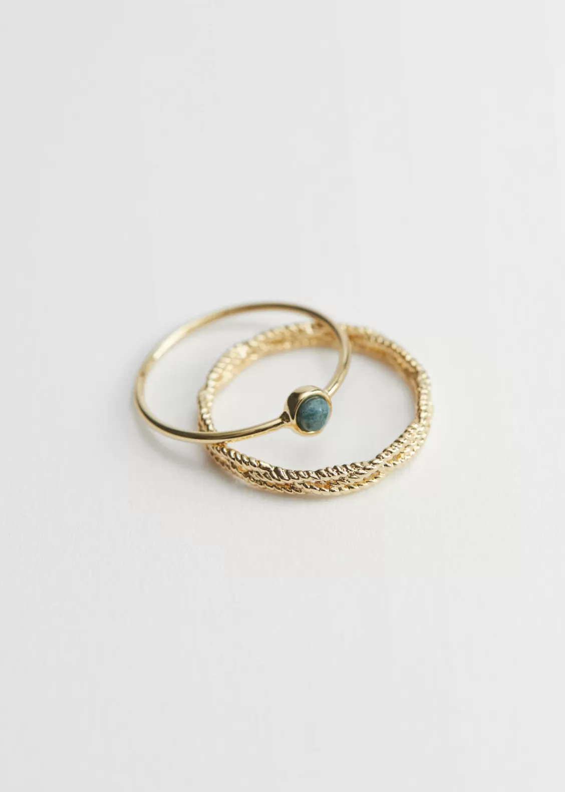 & Other Stories Rings | Twist Embossed Ring Set Gold