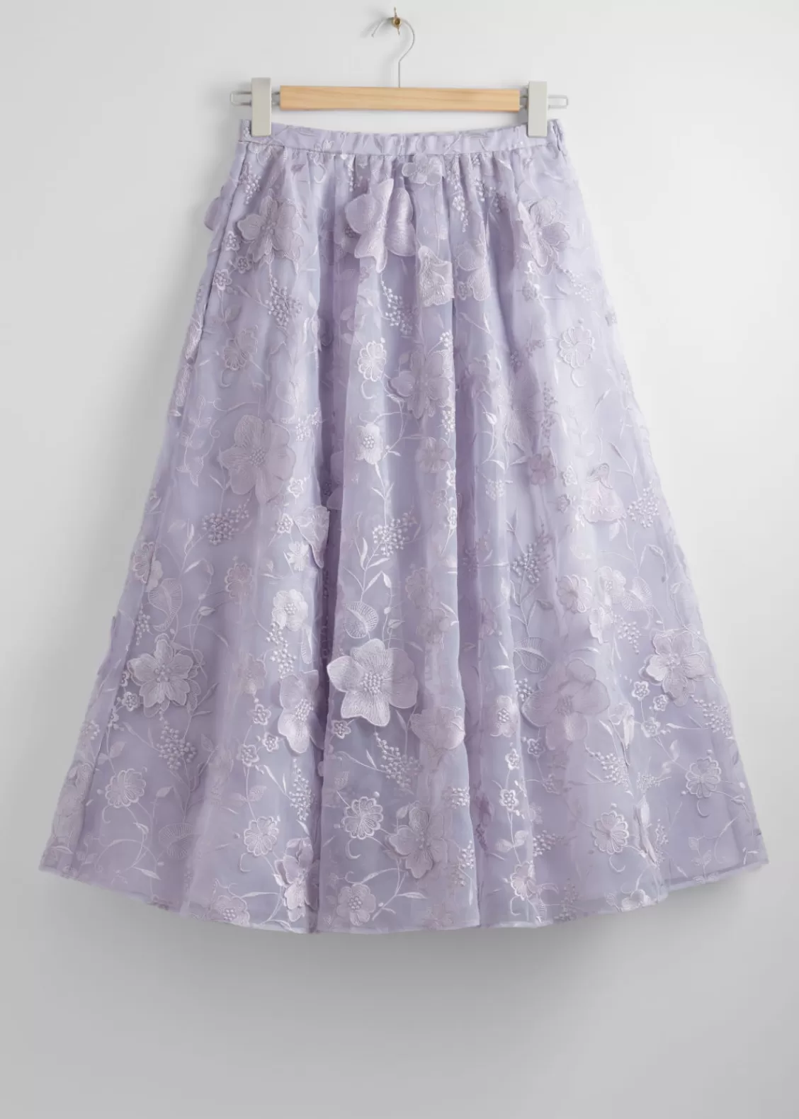 & Other Stories Skirts | Voluminous Floral Midi Skirt Lilac