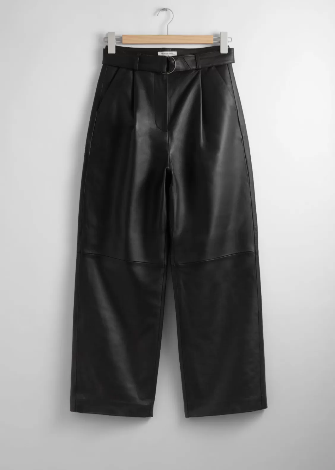 & Other Stories Pants | Wide Leather Trousers Black