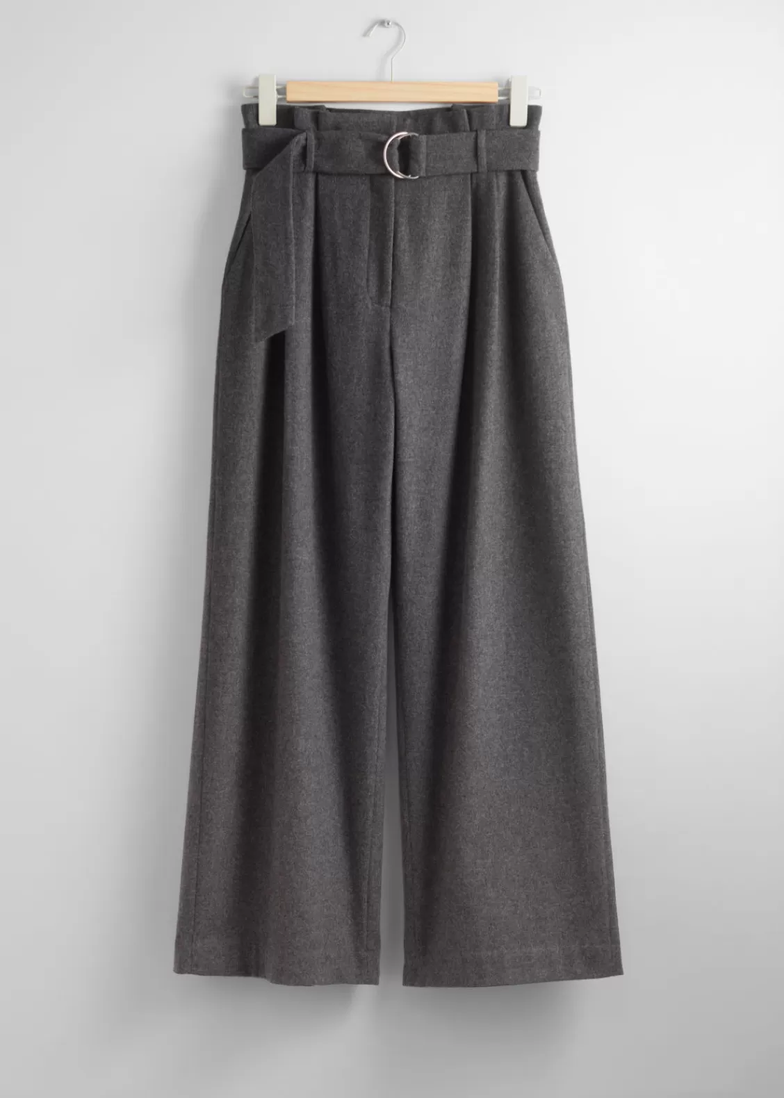 & Other Stories Pants | Wide Paperbag-Waist Trousers Grey