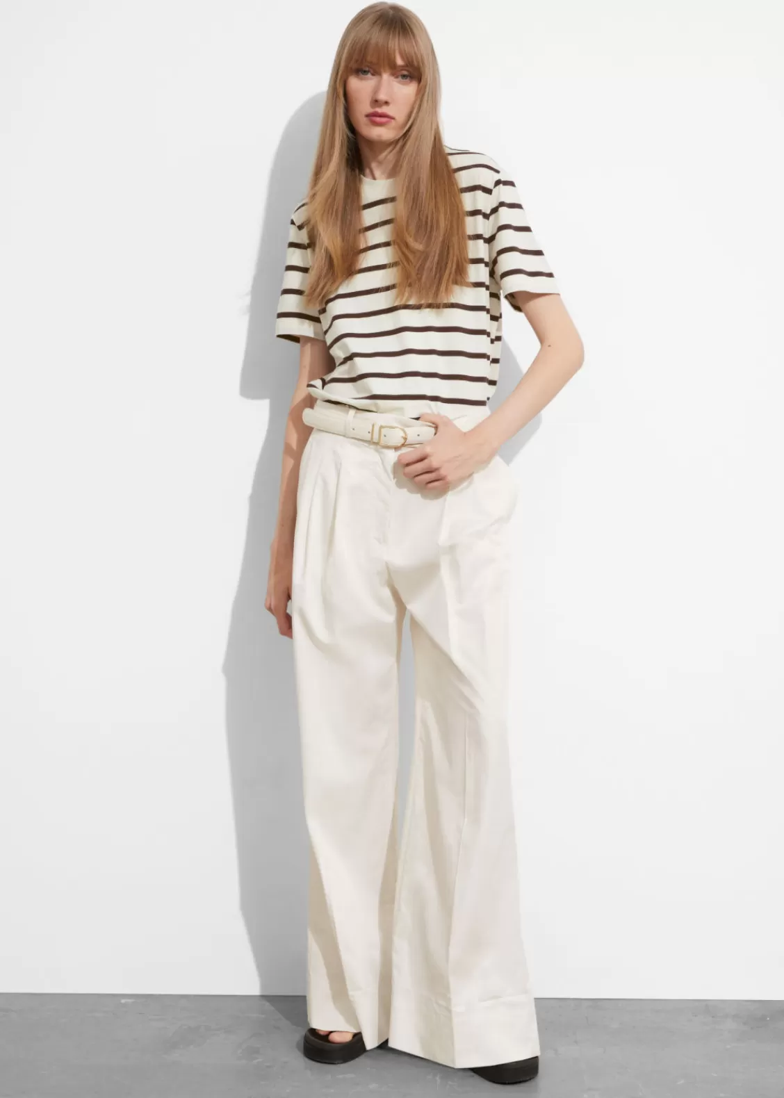 & Other Stories Pants | Wide Tailored Trousers White